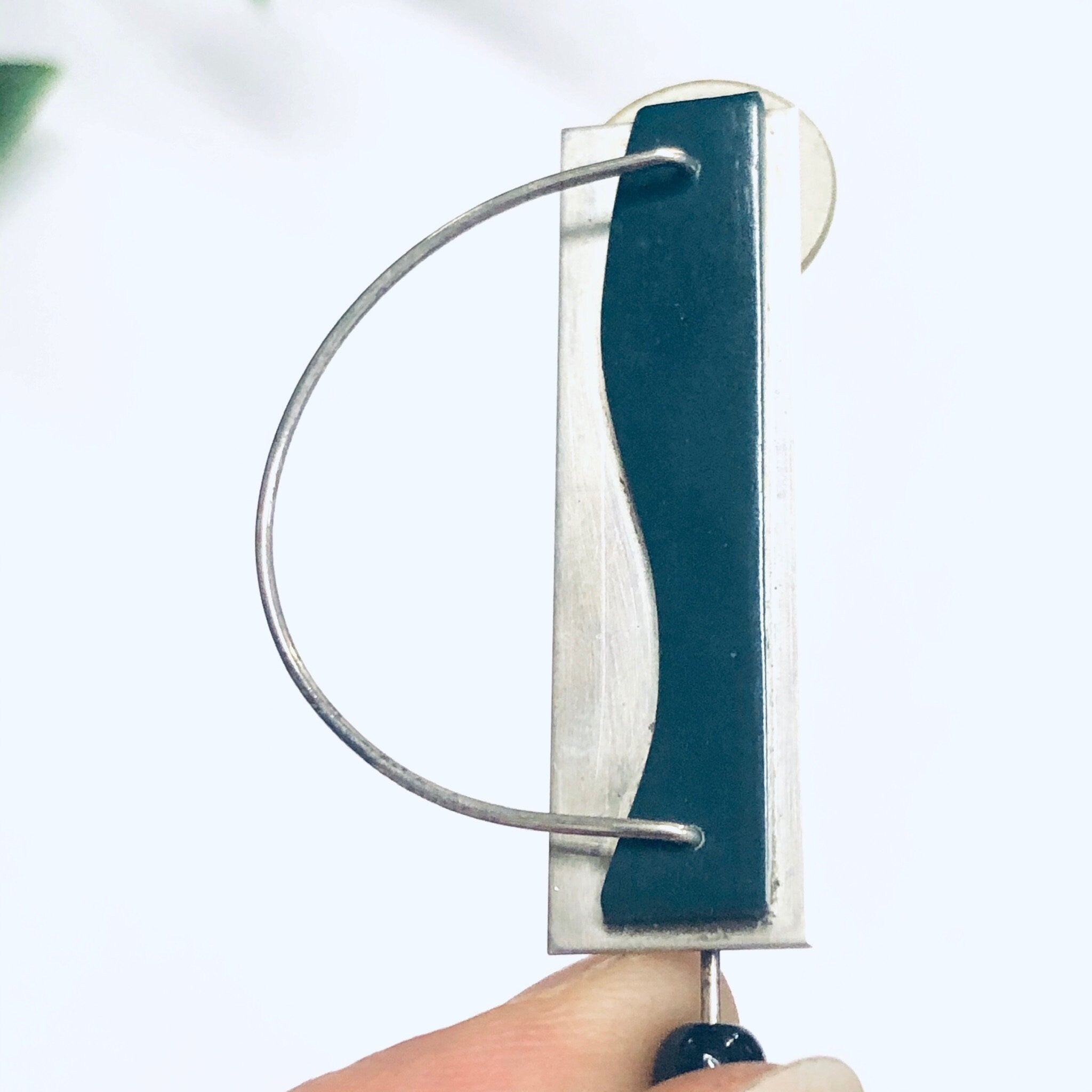 Abstract Silver Earrings, Vintage Earrings, Green and Silver Earrings, Unique Vintage Earrings, Abstract Jewelry