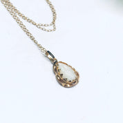 Opal and Gold Necklace, Vintage Opal Pendant, Small Opal Pendant, 14K Gold Chain, Teardrop Opal, 14K Gold Necklace