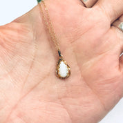 Opal and Gold Necklace, Vintage Opal Pendant, Small Opal Pendant, 14K Gold Chain, Teardrop Opal, 14K Gold Necklace