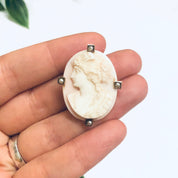Vintage Gold Cameo, Vintage Cameo Brooch, Pink Cameo, Pearl Cameo, Vintage Gold Brooch, 14K Yellow Gold, 14K Gold Cameo