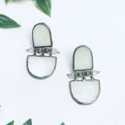 Vintage Clip On Earrings, Mother of Pearl Earrings, Valentines Day Gift, Vintage Costume Jewelry, Beaded Earrings