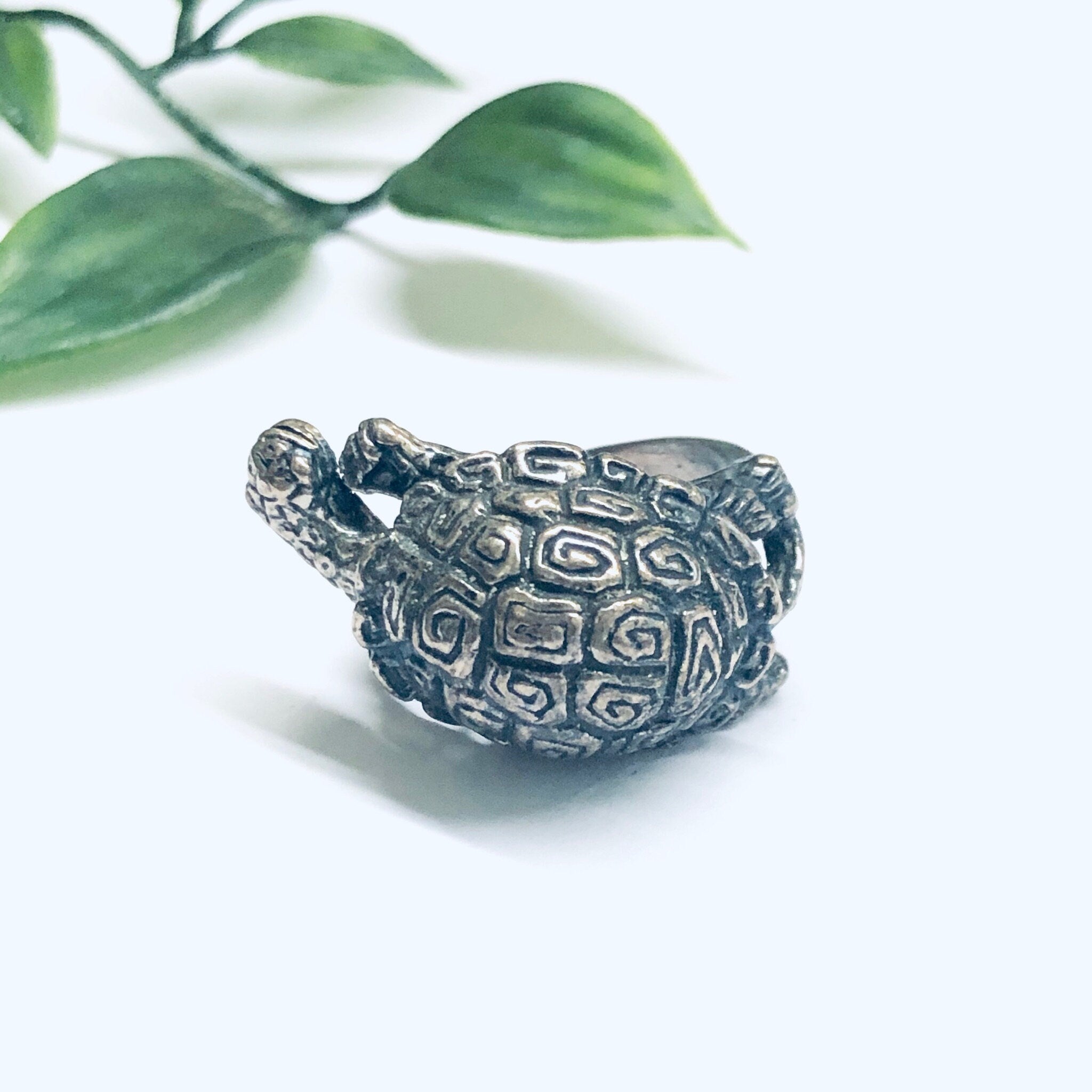 Silver Turtle Ring, Turtle Jewelry, Animal Jewelry, Vintage Silver Ring, Unique Animal Ring, Turtle Shell Ring, Valentines Day Gift