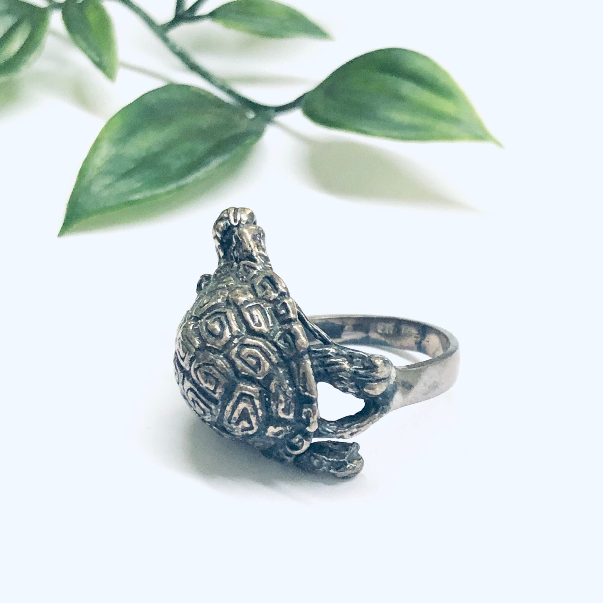 Silver Turtle Ring, Turtle Jewelry, Animal Jewelry, Vintage Silver Ring, Unique Animal Ring, Turtle Shell Ring, Valentines Day Gift