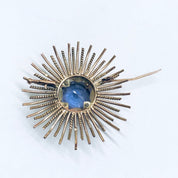 Vintage Sunburst Brooch, Rose Gold Brooch, Alexandrite Jewelry, Round Vintage Pin, Purple and Blue Gemstone