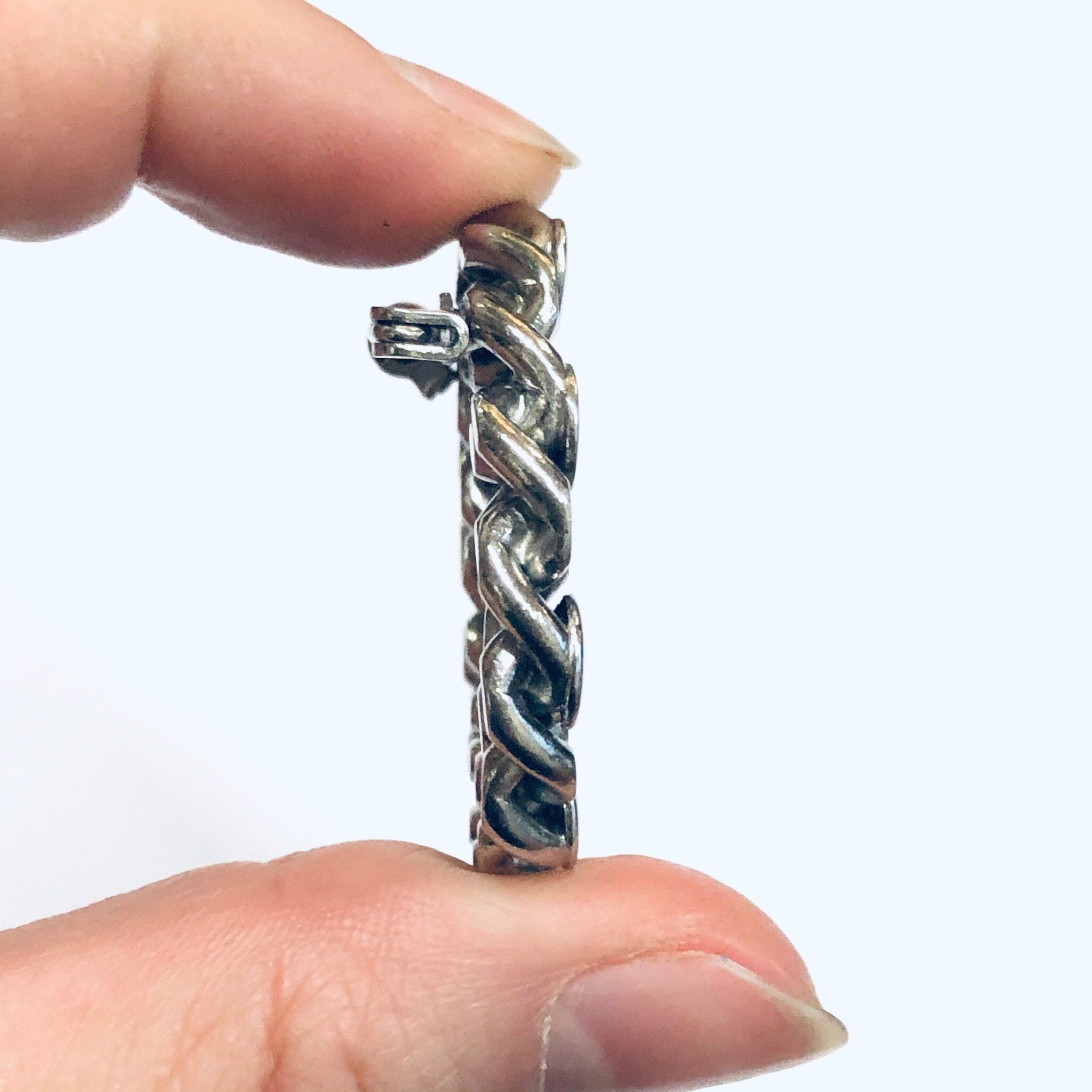 Vintage Chain Brooch, Silver Tone Pin, Chain and Bolt Brooch, Cuban Link Chain Pin, Unique Chain Brooch