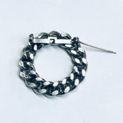 Vintage Chain Brooch, Silver Tone Pin, Chain and Bolt Brooch, Cuban Link Chain Pin, Unique Chain Brooch