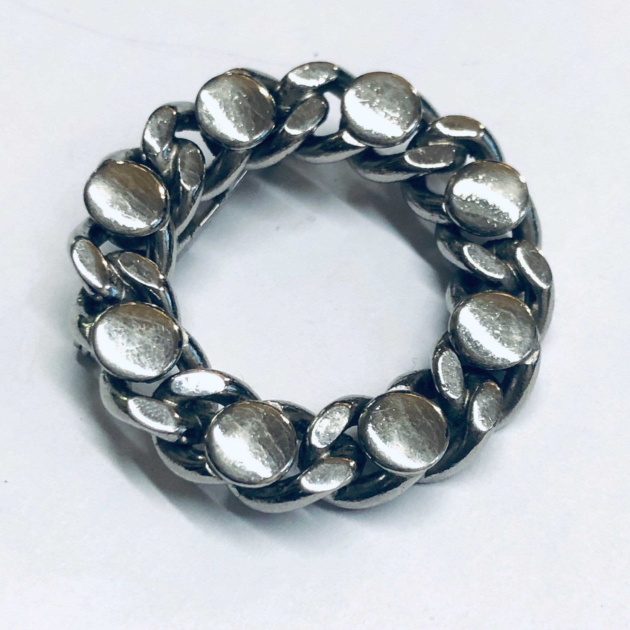 Vintage Chain Brooch, Silver Tone Pin, Chain and Bolt Brooch, Cuban Link Chain Pin, Unique Chain Brooch