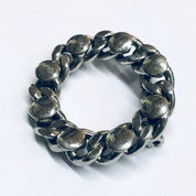 Vintage Chain Brooch, Silver Tone Pin, Chain and Bolt Brooch, Cuban Link Chain Pin, Unique Chain Brooch