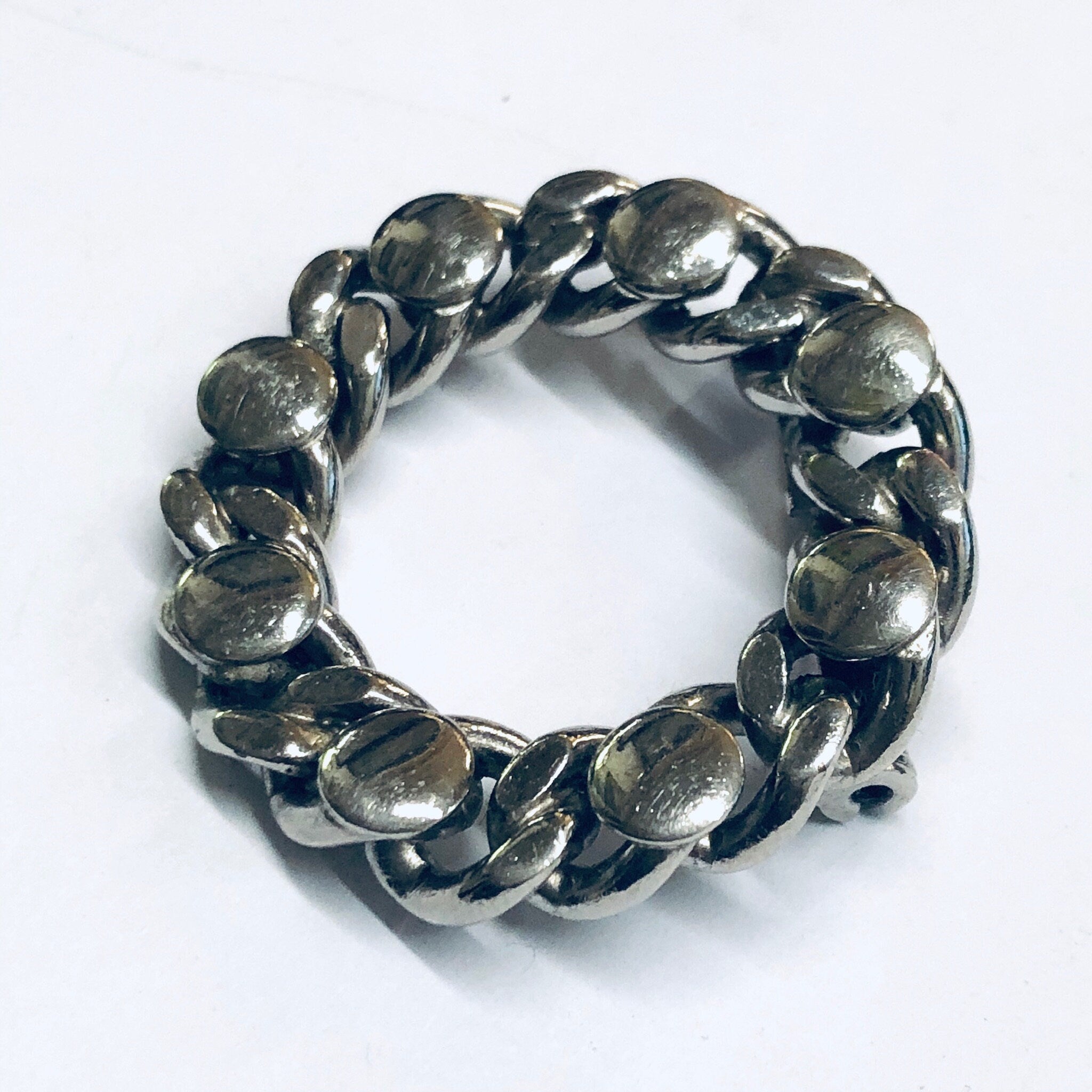 Vintage Chain Brooch, Silver Tone Pin, Chain and Bolt Brooch, Cuban Link Chain Pin, Unique Chain Brooch