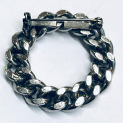 Vintage Chain Brooch, Silver Tone Pin, Chain and Bolt Brooch, Cuban Link Chain Pin, Unique Chain Brooch