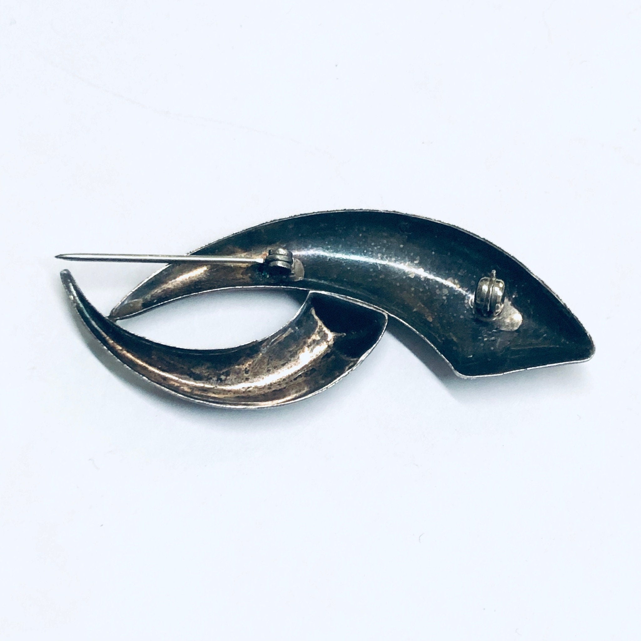 Abstract Silver Brooch, Unique Design Pin, Silver Modernist Pin, Vintage Silver Brooch, Funky Jewelry