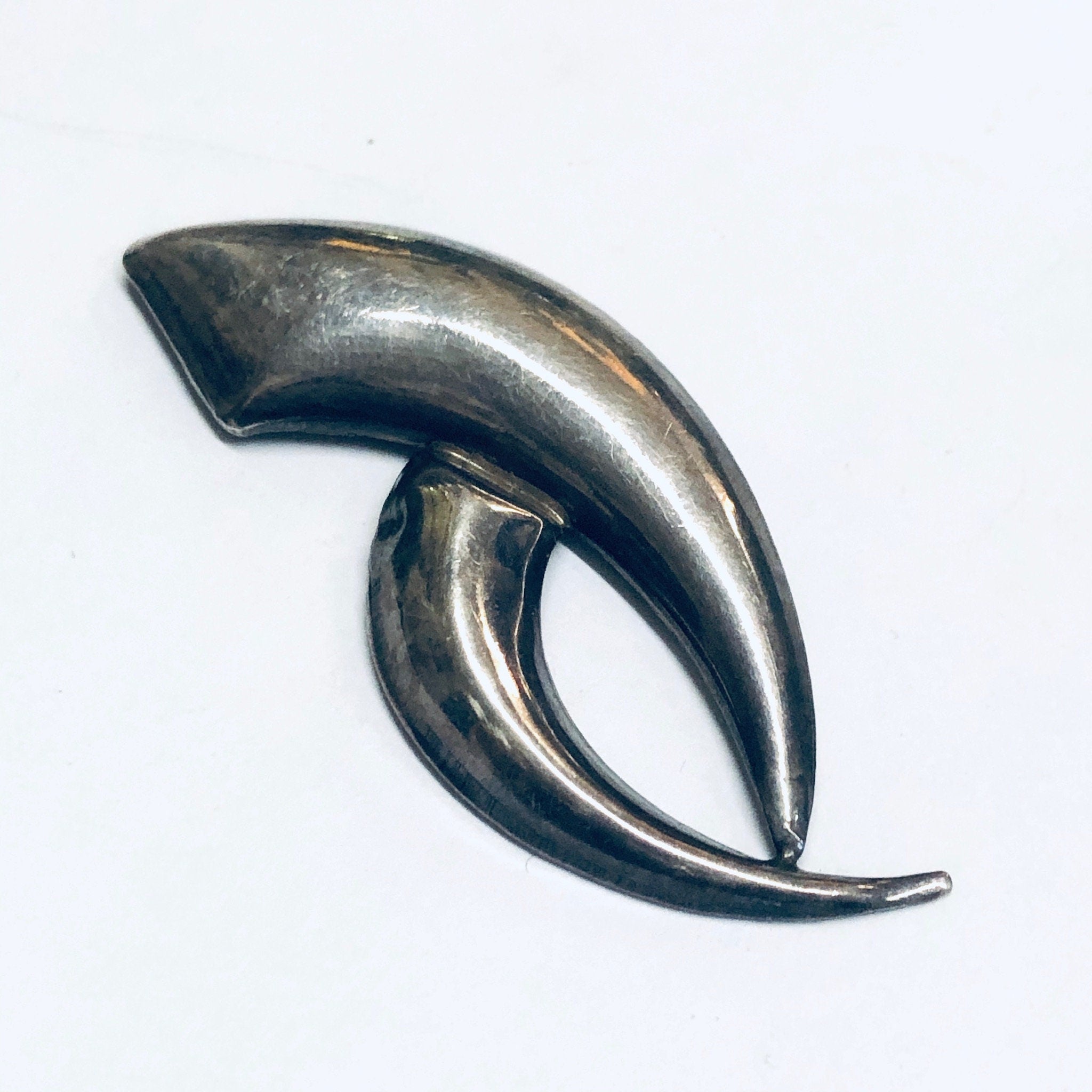 Abstract Silver Brooch, Unique Design Pin, Silver Modernist Pin, Vintage Silver Brooch, Funky Jewelry