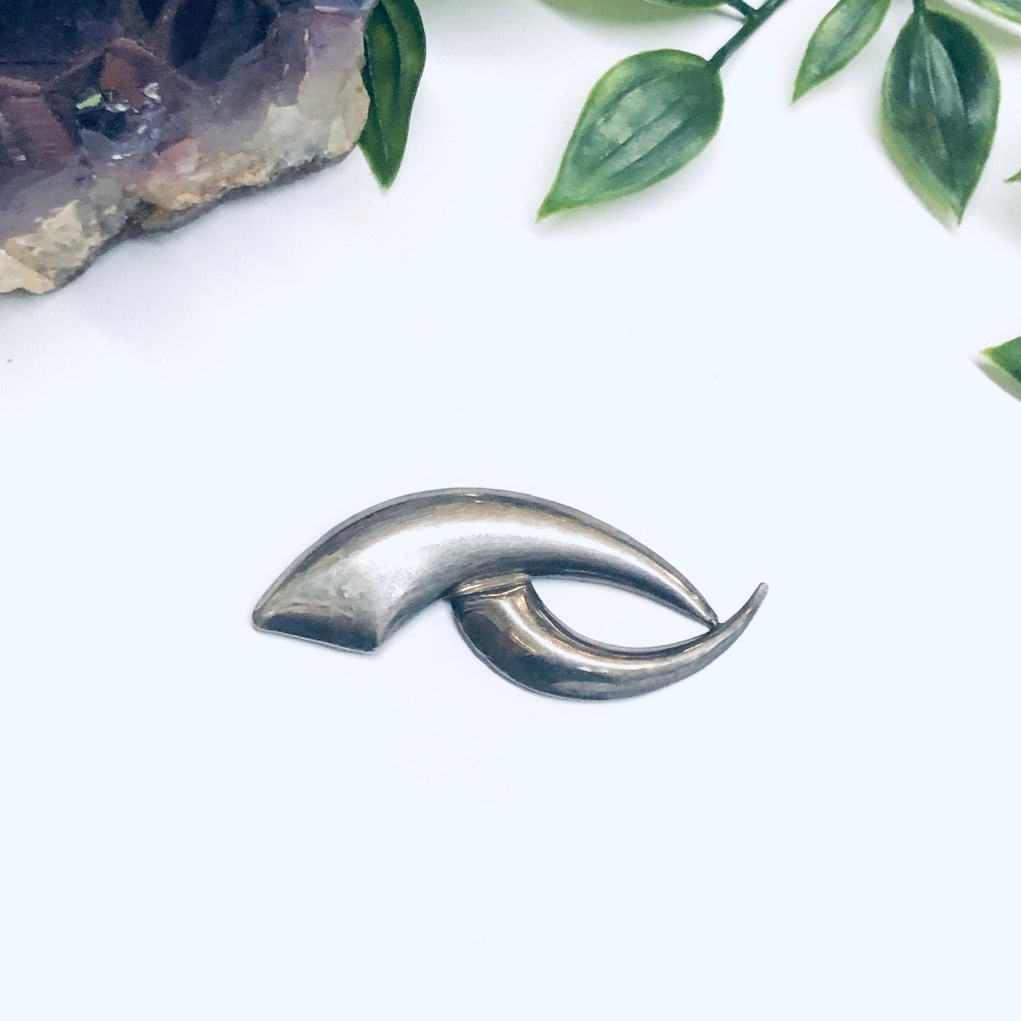 Abstract Silver Brooch, Unique Design Pin, Silver Modernist Pin, Vintage Silver Brooch, Funky Jewelry