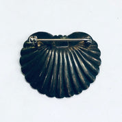 Karen Lynne Sterling Brooch, Karen Lynne Shell Brooch, Art Nouveau Pin, Seashell Brooch, Gold Wash Pin, Pearl Brooch, Matte Black Pin,