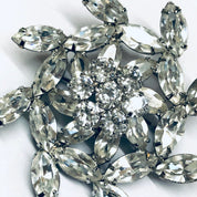 Weiss Rhinestone Flower Brooch, Large Rhinestone Flower Pin, Floral Design Pin, Rhinestone Jewelry