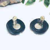 Abalone Clip On Earrings, Shell Earrings, Vintage Shell Jewelry, Mother of Pearl Earrings, Abstract Jewelry