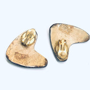 Abalone Clip On Earrings, Boomerang Earrings, Wooden Earrings, Shell Jewelry, Brown Earrings