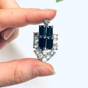 Rhinestone Clip On Earrings, Black Rhinestone Earrings, Retro Earrings, Black and Silver Earrings