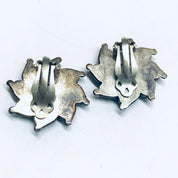 Turquoise Clip On Earrings, Star Shaped Earrings, Silver and Turquoise Earrings, Vintage Clip Ons