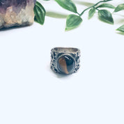 Vintage Tigers Eye Ring, Tigers Eye Jewelry, Thick Band Ring, Brown Gemstone Ring, Gemini Birthstone Ring