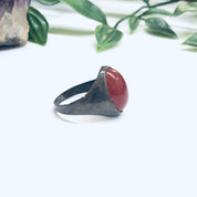Vintage Carnelian Ring, Red Stone Ring, Silver and Carnelian Ring, Mens Jewelry, US Size 11