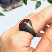 Vintage Carnelian Ring, Red Stone Ring, Silver and Carnelian Ring, Mens Jewelry, US Size 11