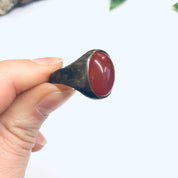 Vintage Carnelian Ring, Red Stone Ring, Silver and Carnelian Ring, Mens Jewelry, US Size 11