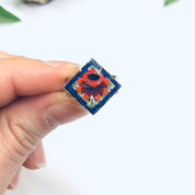 Millefiori Ring, Mosaic Ring, Gold Toned Ring, Flower Jewelry, Floral Design Ring, Red Flower Ring, Made in Italy, Adjustable Ring