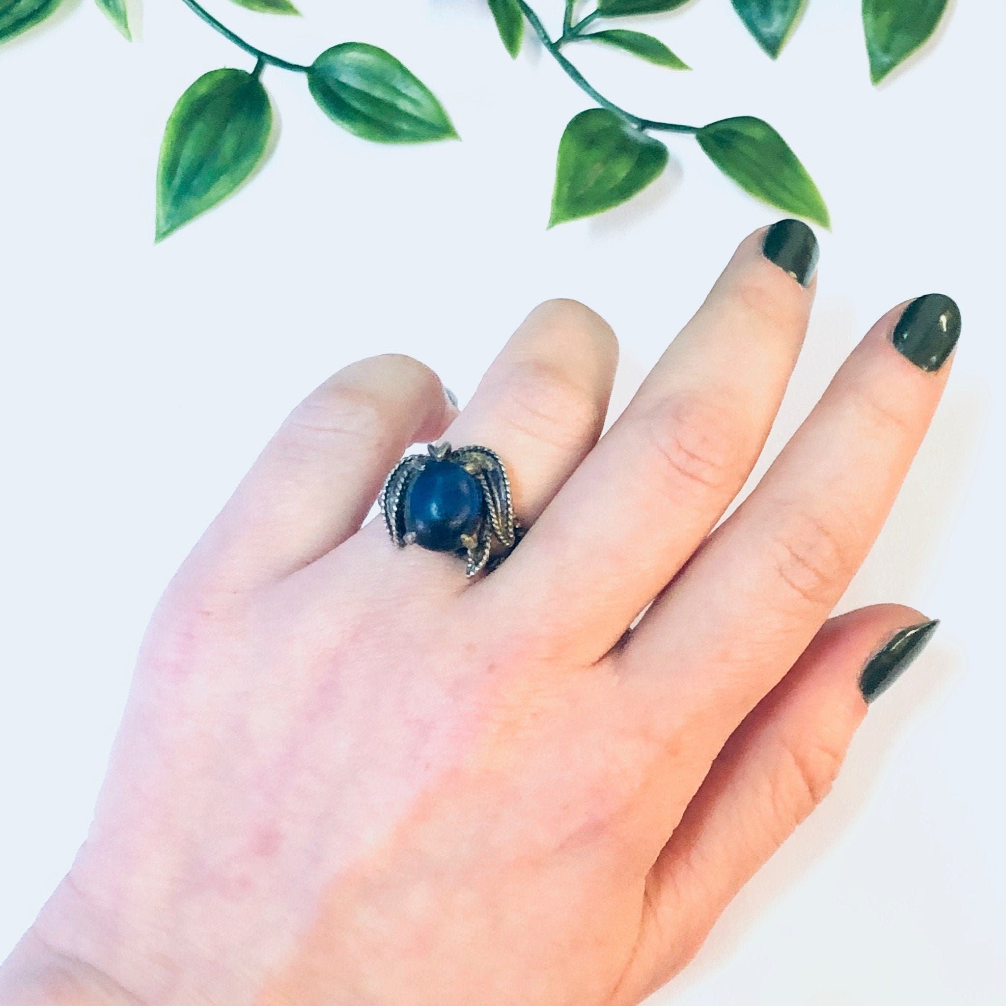 Vintage Ring, Silver Ring, Blue Stone, Blue and Silver, Unique Jewelry, Vintage Jewelry, Statement Ring, Blue Jewelry, Promise Ring, 925