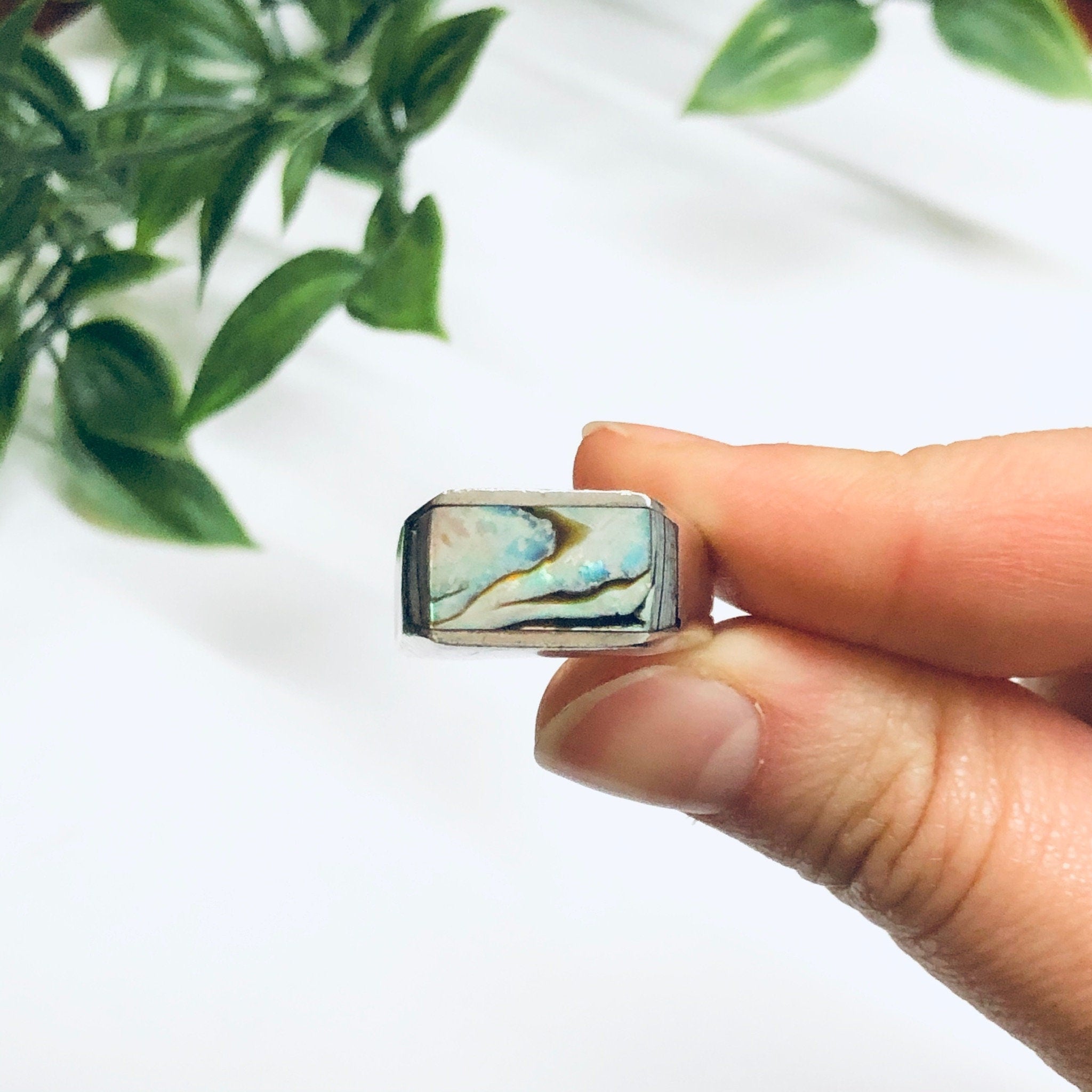 Vintage Abalone Shell Ring, Silver and Abalone Ring, Shell Jewelry, Vintage Silver Ring, Valentines Day Gift