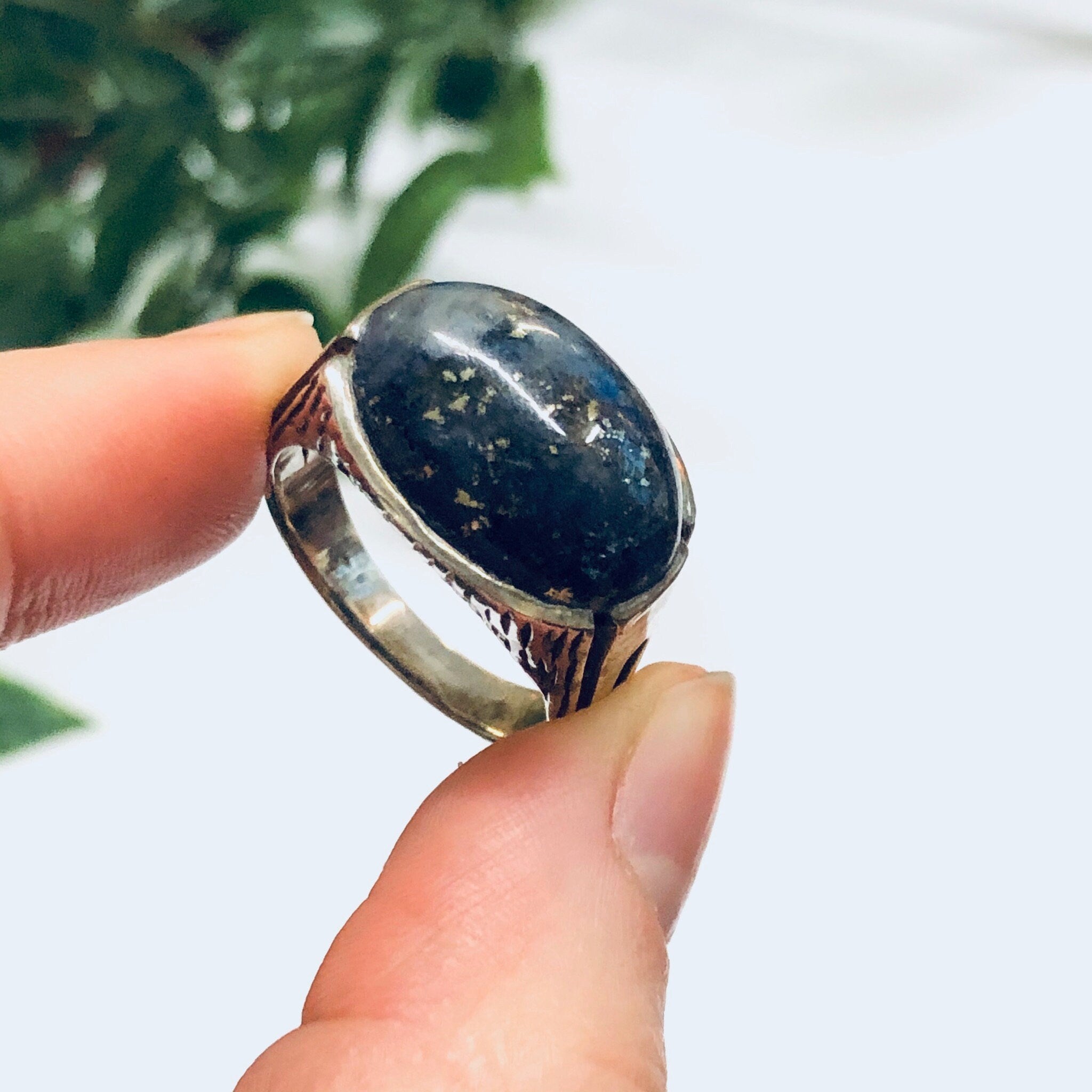 Vintage Ring with Blue Lapis Stone, Blue Stone Ring, Statement Ring, Cocktail Ring, Unique jewelry, Valentines Day Gift