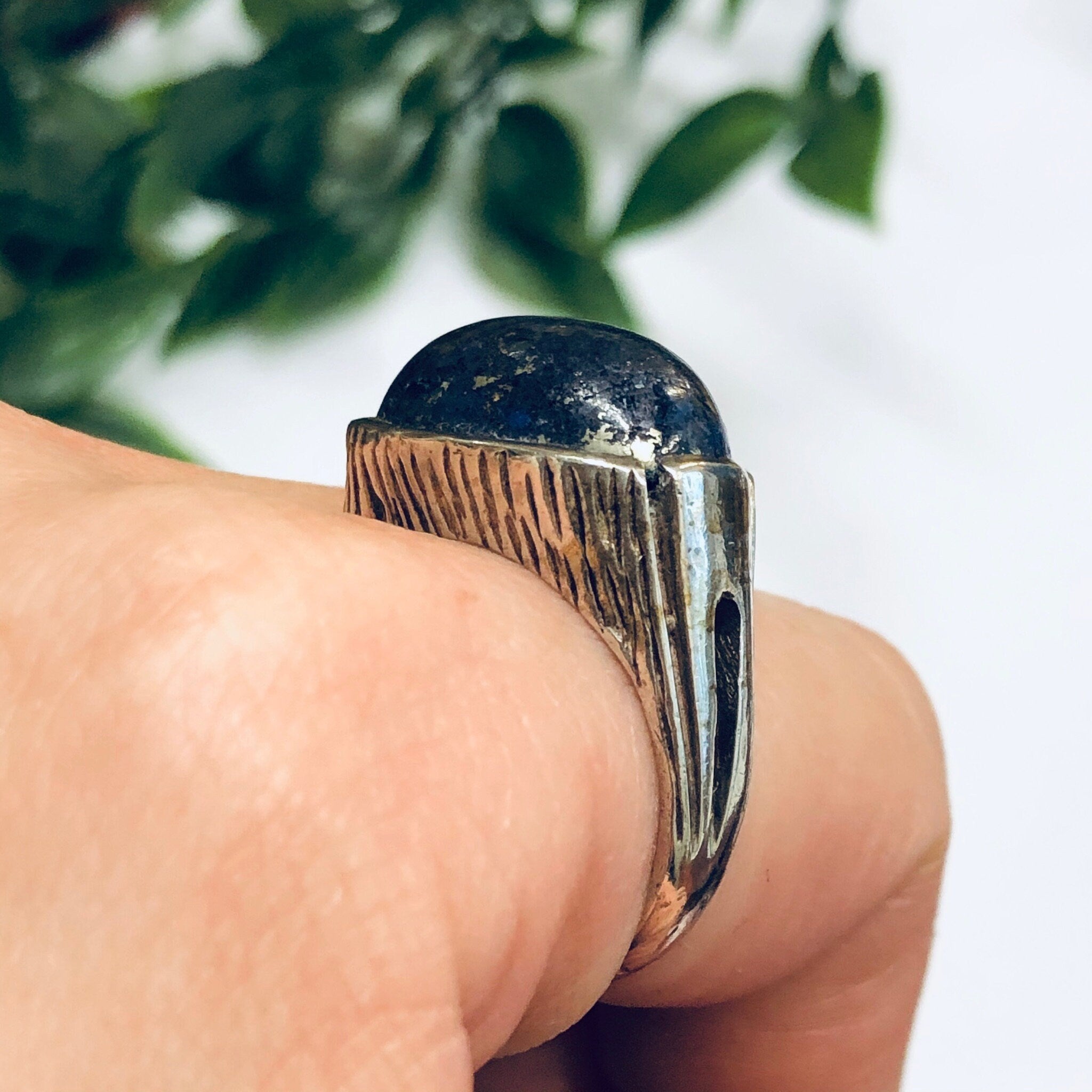 Vintage Ring with Blue Lapis Stone, Blue Stone Ring, Statement Ring, Cocktail Ring, Unique jewelry, Valentines Day Gift