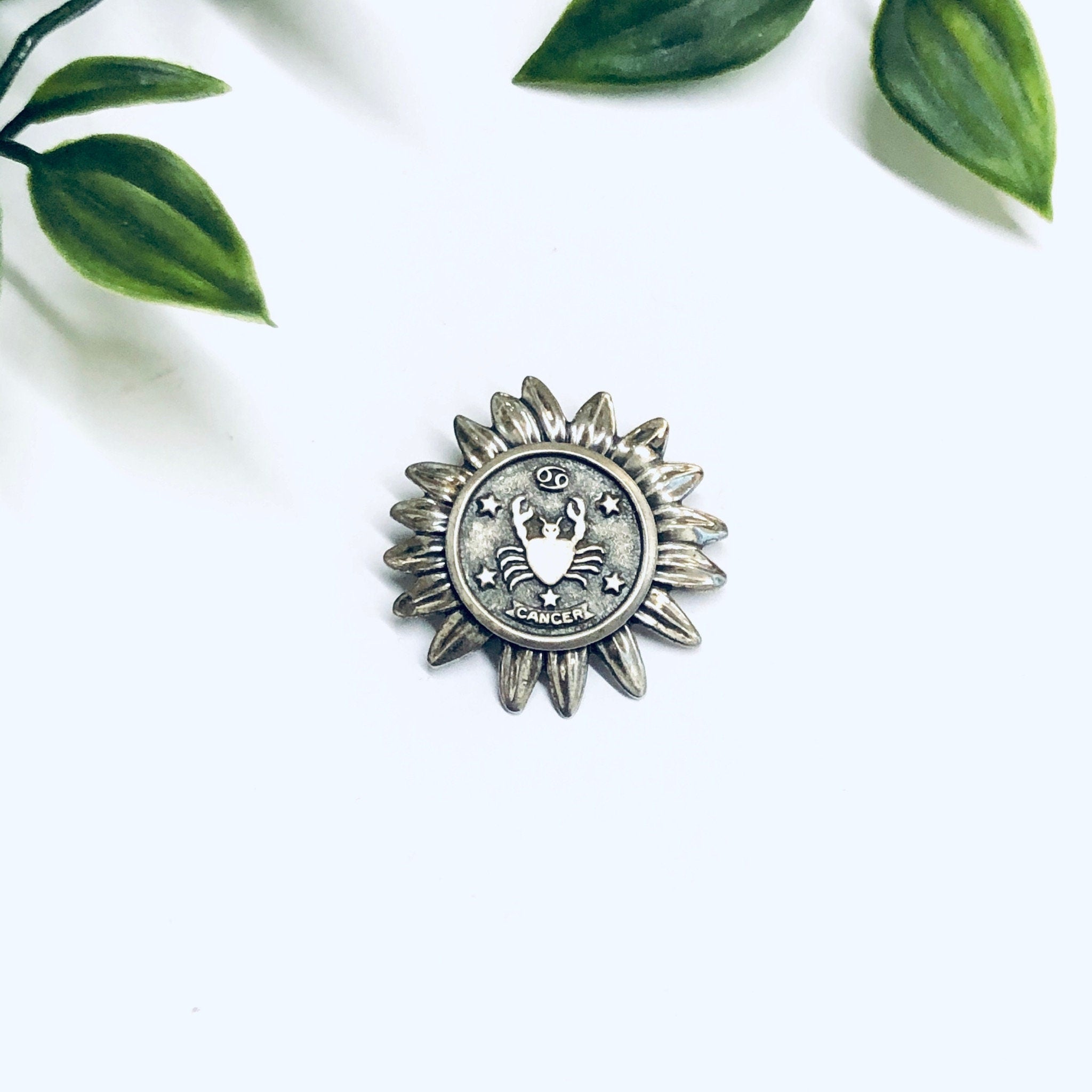 Beau Sterling Zodiac Sign Pin, Beau Sterling Brooch, Zodiac Sign Brooch, Cancer Sign Pin, Astrology Brooch, Crab Pin