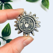 Beau Sterling Zodiac Sign Pin, Beau Sterling Brooch, Zodiac Sign Brooch, Cancer Sign Pin, Astrology Brooch, Crab Pin