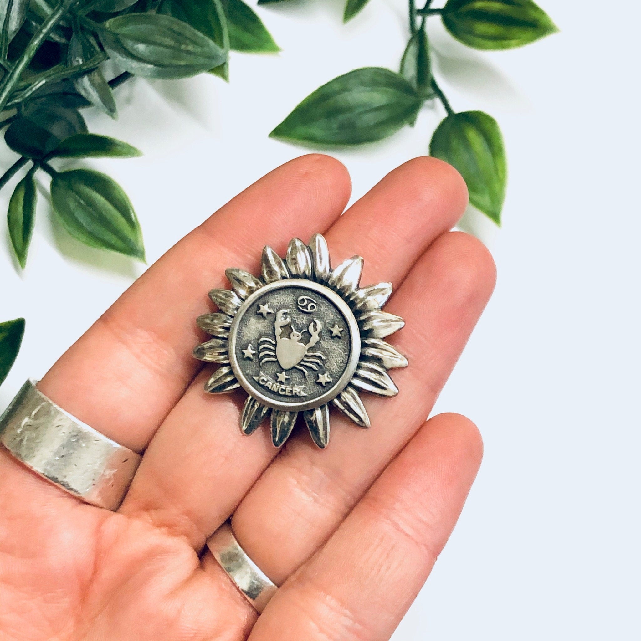 Beau Sterling Zodiac Sign Pin, Beau Sterling Brooch, Zodiac Sign Brooch, Cancer Sign Pin, Astrology Brooch, Crab Pin
