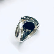 Southwestern Silver Ring with Inlaid Stones, Silver Turquoise Ring, Mother of Pearl Jewelry, Vintage Turquoise Jewelry, Signed Silver Ring