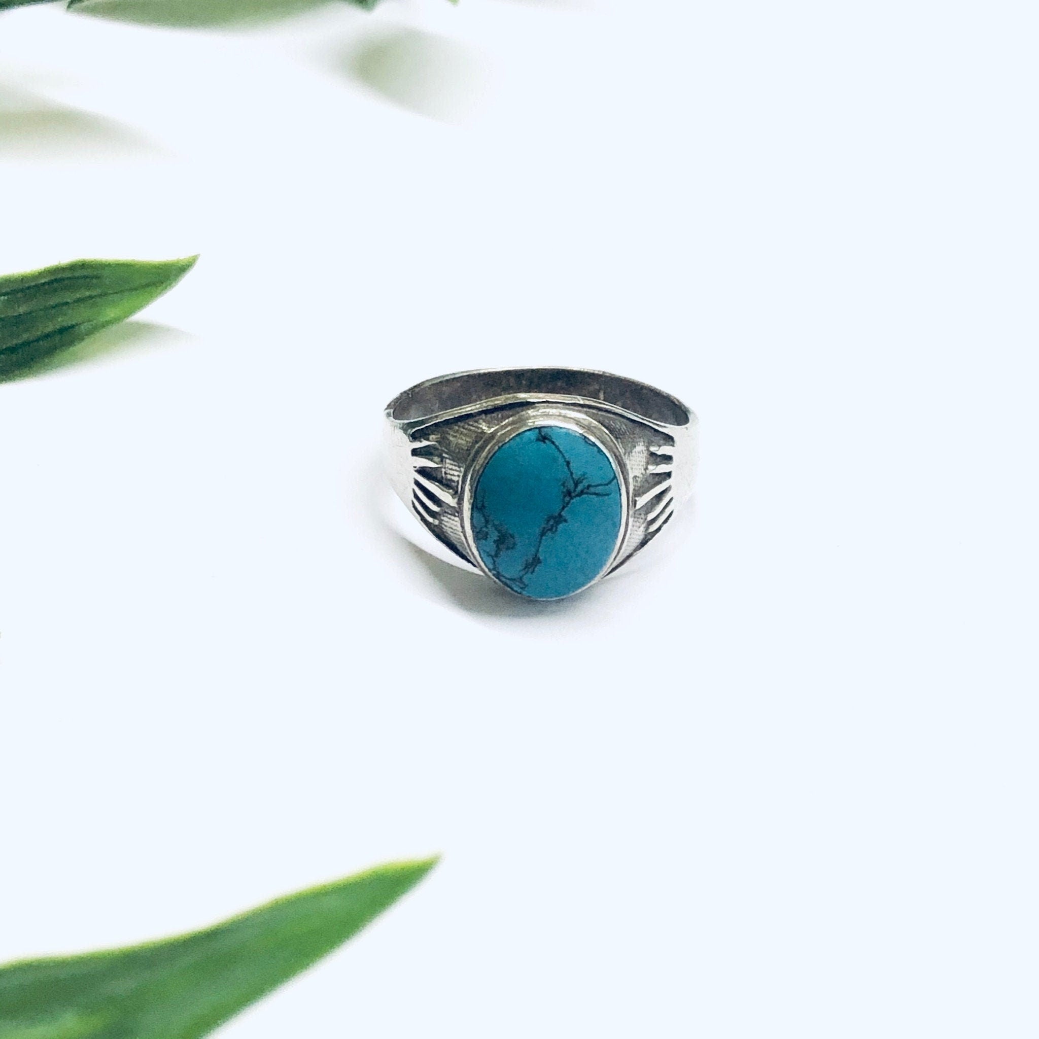 Vintage Silver Ring with Turquoise Stone, Silver and Turquoise Ring, Turquoise Jewelry, Large Ring, Light Blue Ring
