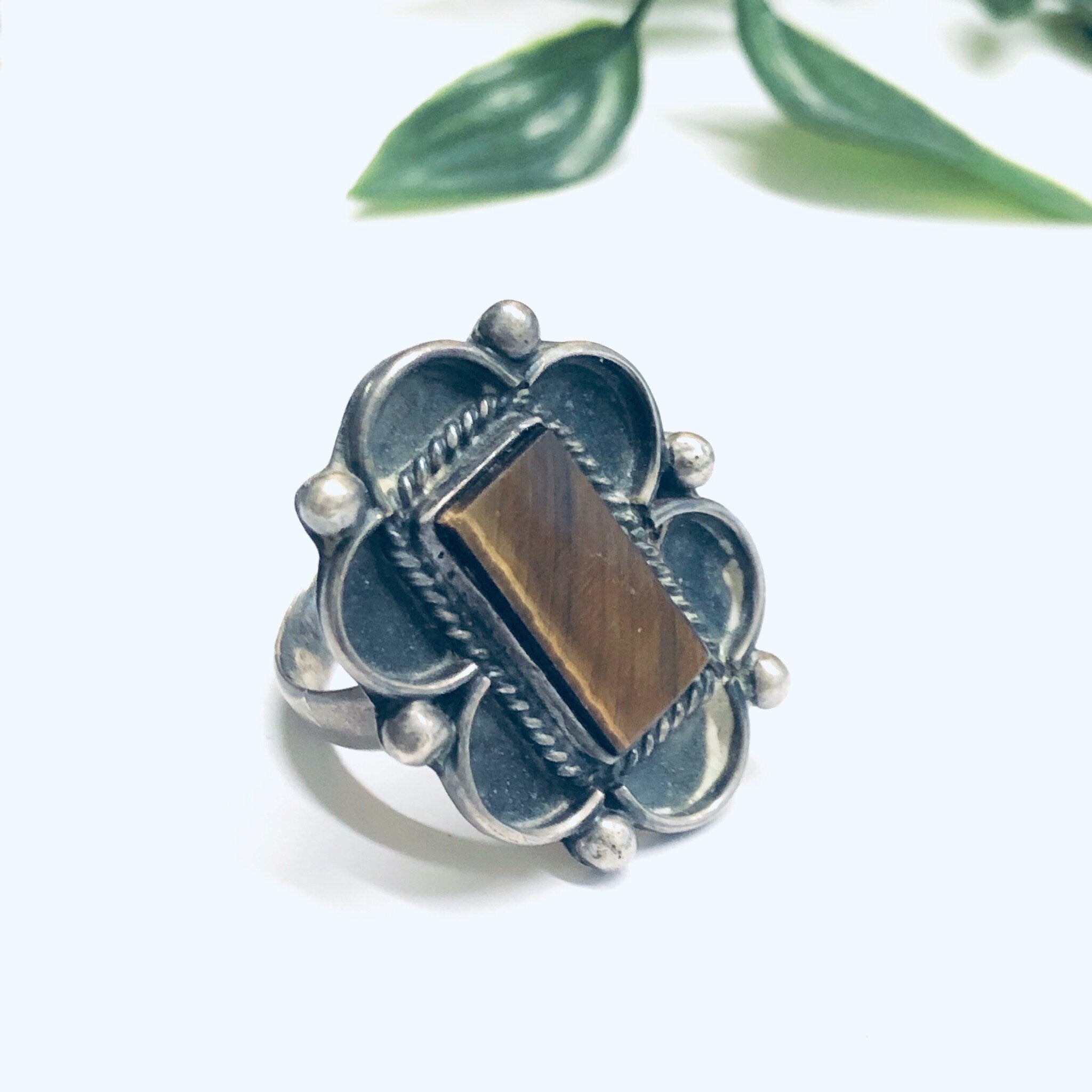Vintage Tigers Eye Ring, Silver and Tigers Eye Ring, Tigers Eye Jewelry, Gemini Birthstone, Large Statement Ring