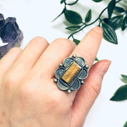 Vintage Tigers Eye Ring, Silver and Tigers Eye Ring, Tigers Eye Jewelry, Gemini Birthstone, Large Statement Ring