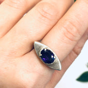 Vintage Silver Ring With Purple Gemstone, Unique Silver Ring, Purple Gemstone Jewelry, Minimalist Style Ring