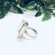 Vintage Adventurine Ring, Silver and Green Ring, Abstract Silver Ring, Unique Jewelry, Adventurine Jewelry