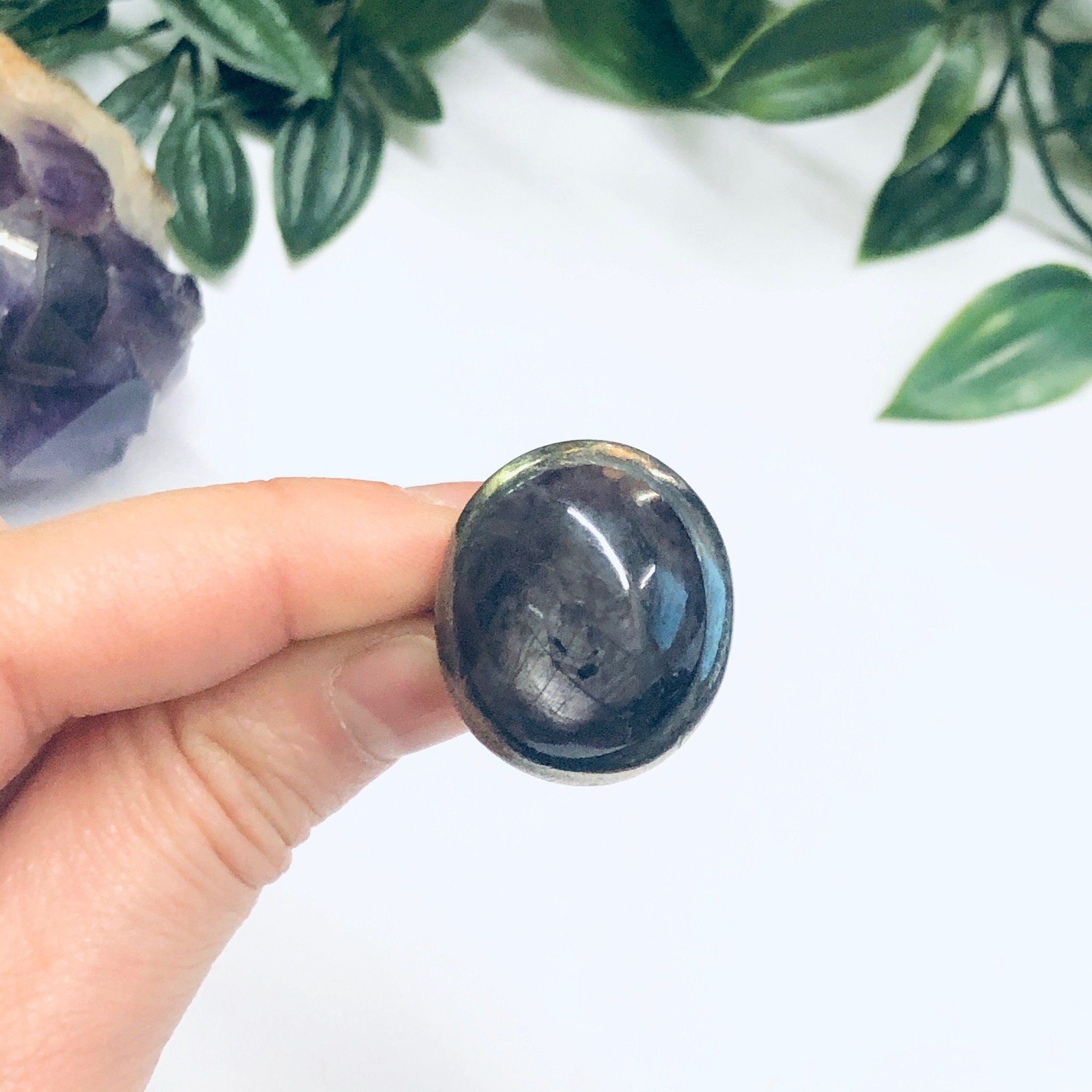 Vintage Silver Ring with Smokey Purple Gemstone, Large Statement Ring, Silver and Purple Ring, Unique Jewelry, Dark Purple Ring