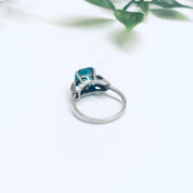 Sarah Coventry Ring, Vintage Silver Ring, Green Gemstone Ring, Sarah Cov Silver, Emerald Cut Gemstone