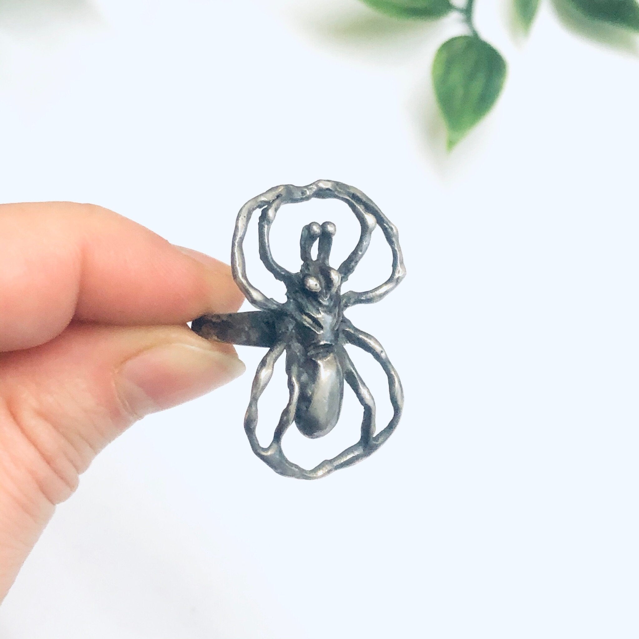 Silver Spider Ring, Large Spider Ring, Vintage Silver Ring, Insect Jewelry, Spooky Spider Ring, Statement Ring