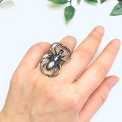 Silver Spider Ring, Large Spider Ring, Vintage Silver Ring, Insect Jewelry, Spooky Spider Ring, Statement Ring