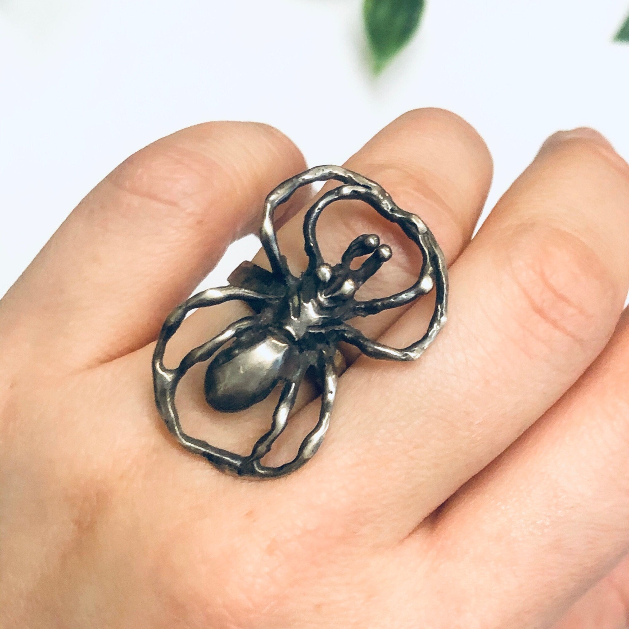 Silver Spider Ring, Large Spider Ring, Vintage Silver Ring, Insect Jewelry, Spooky Spider Ring, Statement Ring
