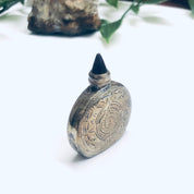 Small Vintage Silver Perfume Bottle, Perfume Bottle with Screw Top and Spoon, Etched Silver Sun Bottle, Essential Oil Bottle