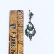 Vintage Abalone and Silver Earrings, Silver Dangle Earrings, Abalone Shell Earrings, Earrings for Pierced Ears, Marcasite Earrings