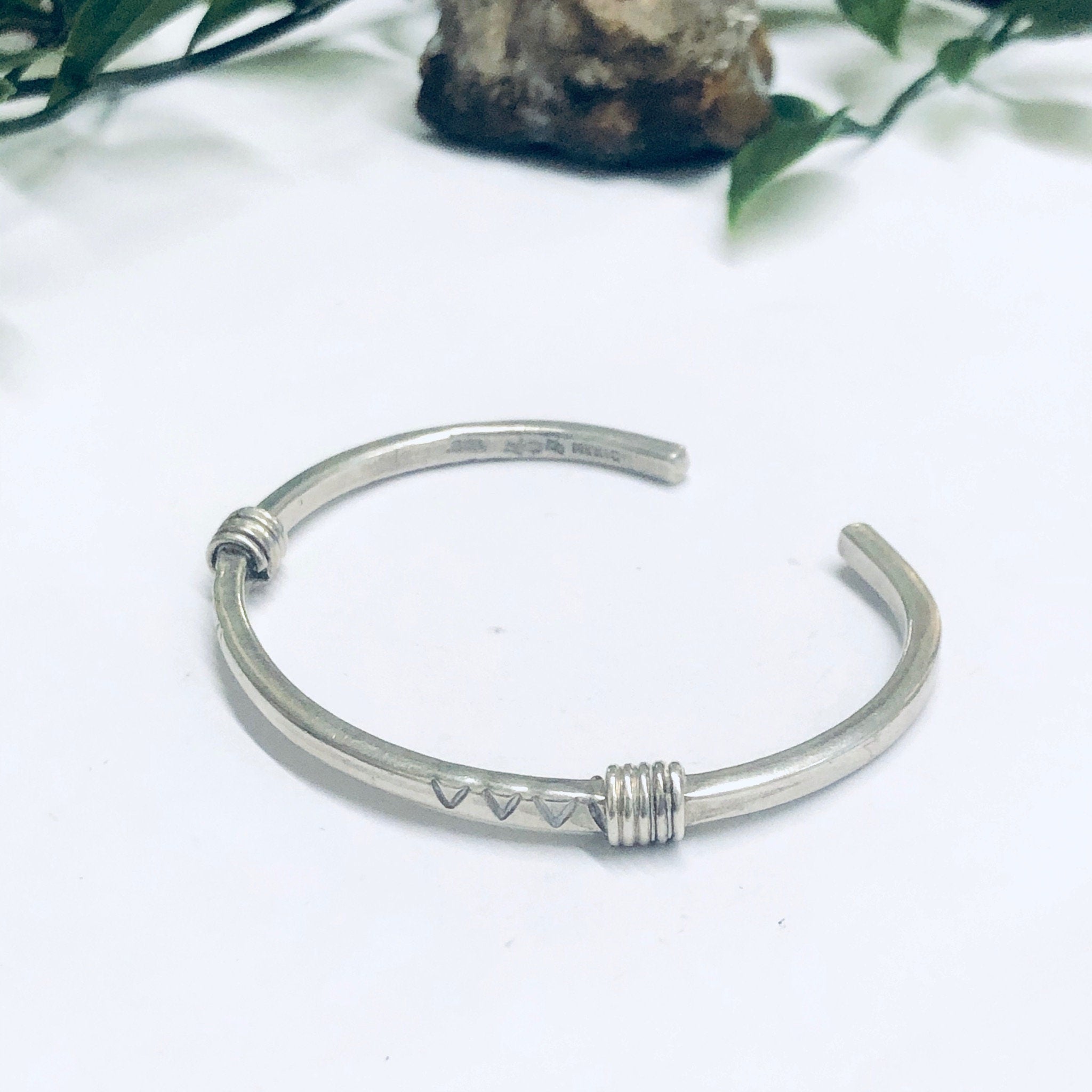 Vintage Silver Cuff Bracelet, Thin Cuff Bracelet, Simple Vintage Jewelry, Small Cuff Bracelet
