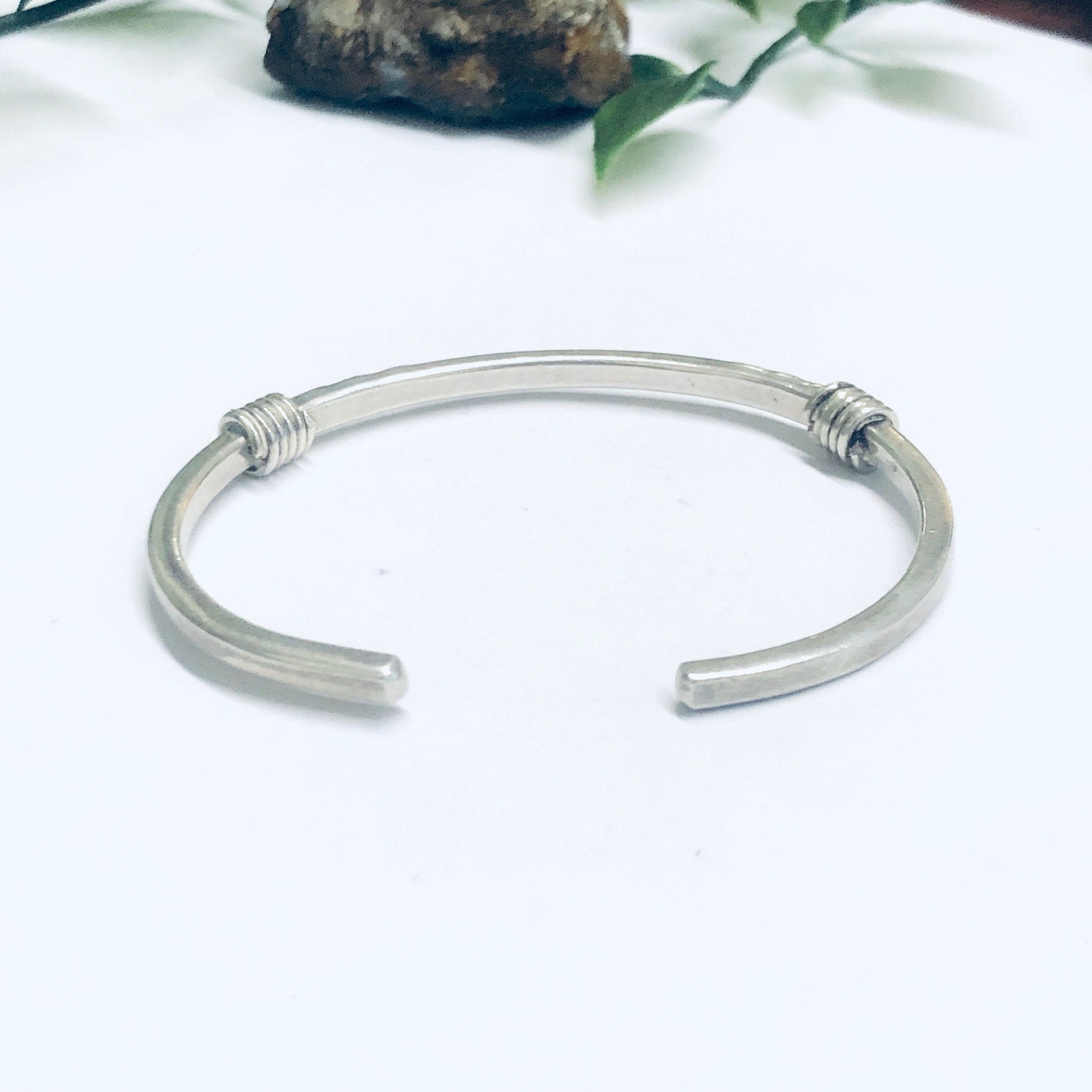 Vintage Silver Cuff Bracelet, Thin Cuff Bracelet, Simple Vintage Jewelry, Small Cuff Bracelet